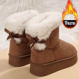 2024 Winter New Plush Snow Boots Women's Fur One Piece Thickened Warm And Anti Slip Cotton Shoes Thick Bottom Wear Resistant And Comfortable Plush Inner Short Boots Women's Solid Color One Step Snow Boots