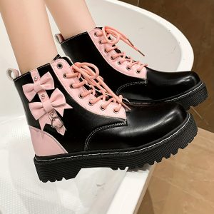 Cool Boots Female Motorcycle Short Tube College Style Soft Girl Autumn And Winter Boots Tide