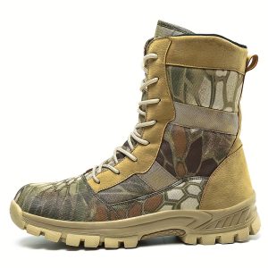 Men's Camo Insulated Hiking Boots: Durable, Breathable, Non-Slip High-Top Hiking Shoes for Camping, Hunting, and Trekking